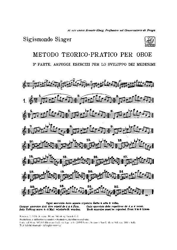 Metodo Teorico - Pratico Per Oboe - Esercizi Per Lo Sviluppo Dei Medesimi - pro hoboj